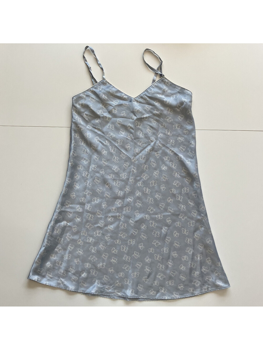 Y2K Etam Lingerie Paris Butterly Satin Slip Dress Nightgown Flaws Sz S Romantic